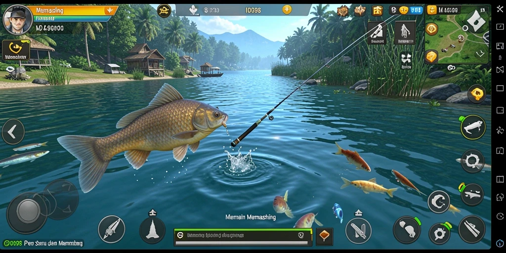Tampilan antarmuka utama game Memancing yang menarik dan intuitif.