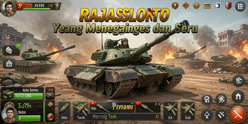 Tampilan antarmuka RAJASLOTO yang menarik dengan fungsi pengendalian tank yang responsif.