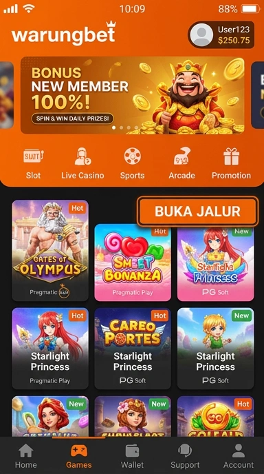 Tampilan link alternatif warungbet