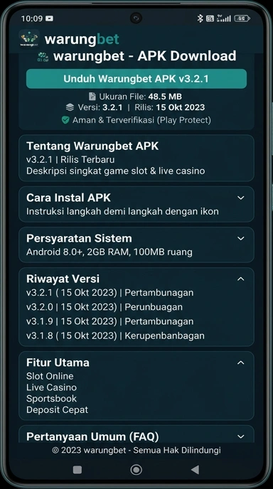 Tampilan halaman APK warungbet