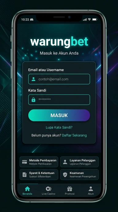Tampilan halaman login warungbet