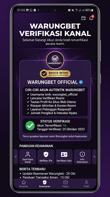 Tampilan kanal resmi warungbet
